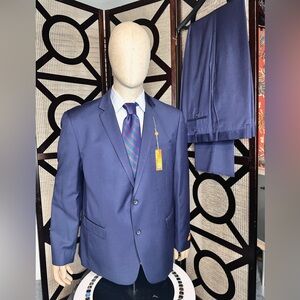 Egara Skinny Fit Men's Suit Separates Jacket & pants set Blue/Postman Size 48R